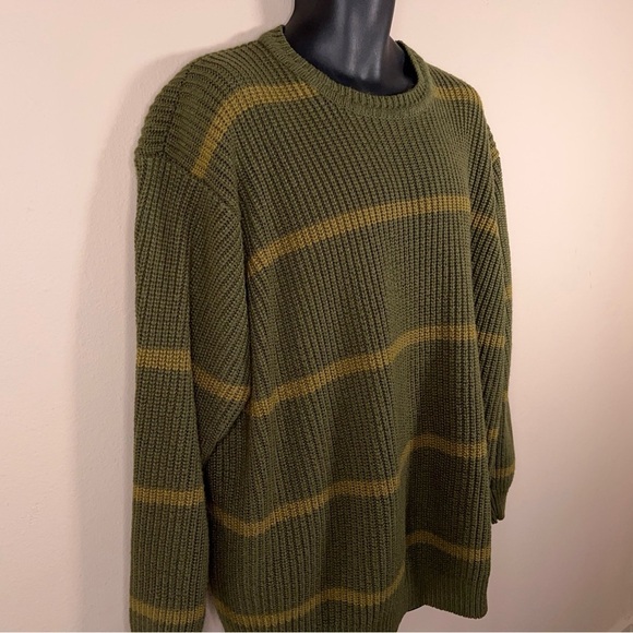XL PG Field Green Academia Knit Sweater Long Sleeve Stripes Mens Outdoor - Picture 6 of 13